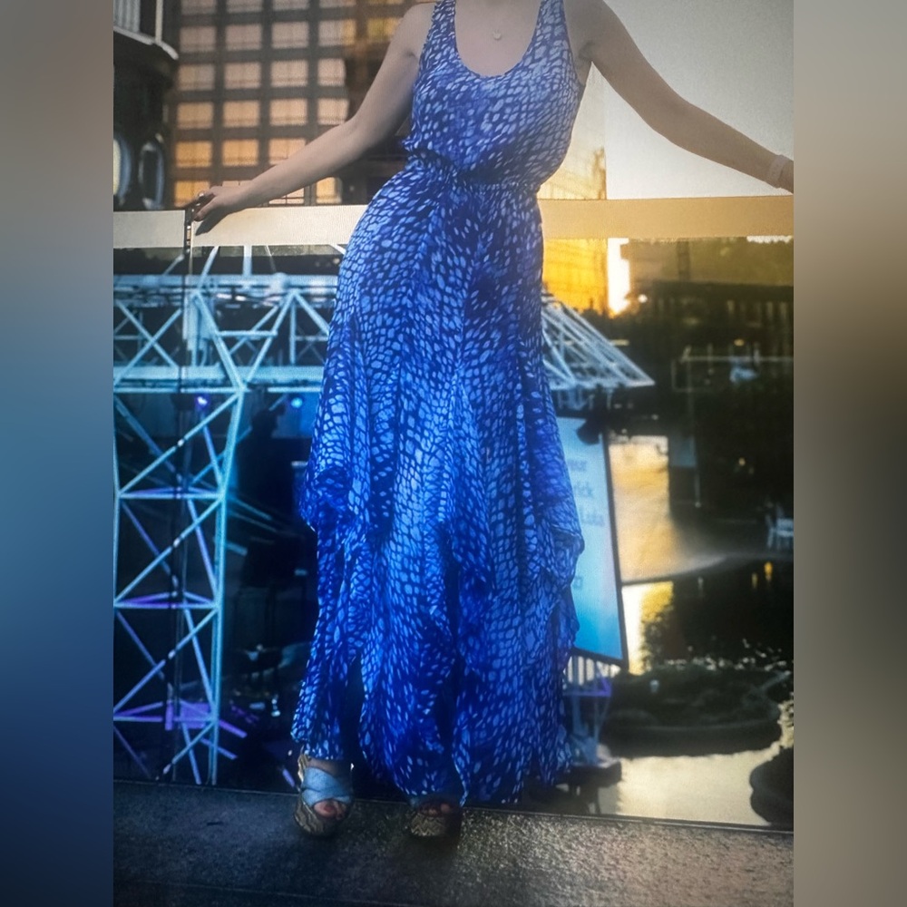 Blue Michael Kors ruffle maxi dress